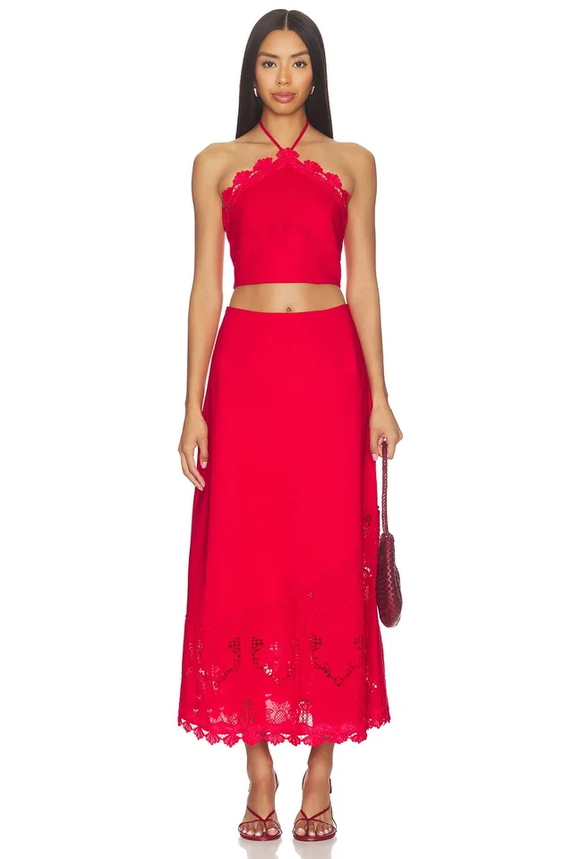 ELLIATT Giovanna A-line Maxi Skirt in Red, photo 5 of 6 from REVOLVE (Canada)