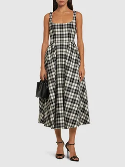 Alessandra Rich Long Dress with Square Neckline in 100% Virgin Wool, photo 2 of 5 from LUISAVIAROMA