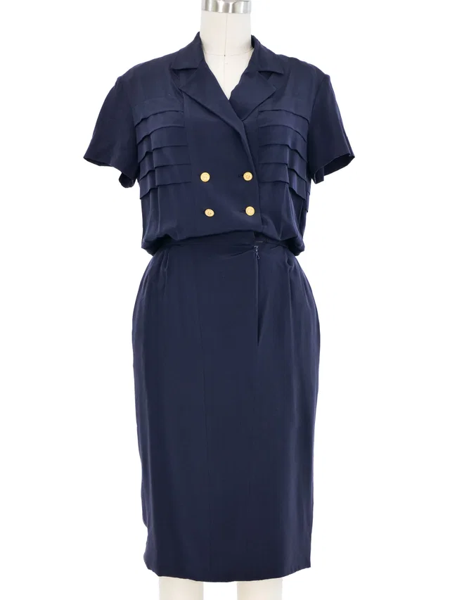 Chanel Pleated Silk Shirt Dress in Silk from Arcade Vintage