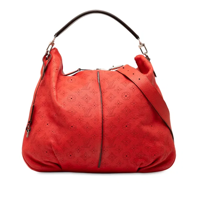 Red Louis Vuitton Monogram Mahina Selene MM Satchel in Red Leather from Designer Revival