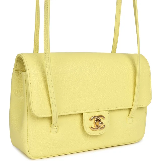 Chanel Small Preppy Coco Flap Bag Light Yellow Caviar Brushed Gold Hardware in Yellow Caviar leather from Madison Avenue Couture, photo 2 of 2