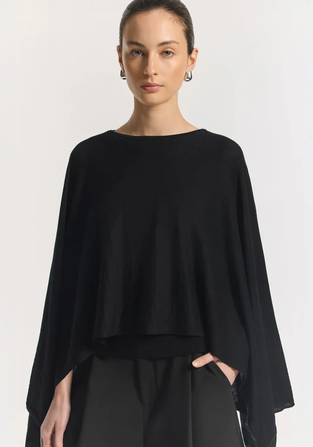 VIKTORIA & WOODS Cassius Wool Poncho in Black from Viktoria & Woods, photo 1 of 1