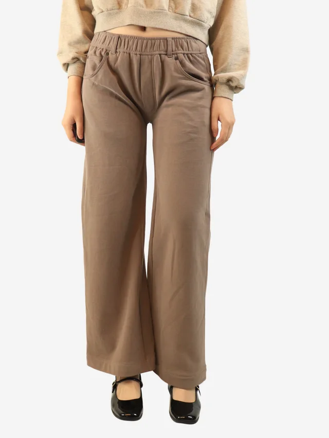 Brunello Cucinelli Taupe cotton wide-leg pants - size S in Taupe from Sign of the Times