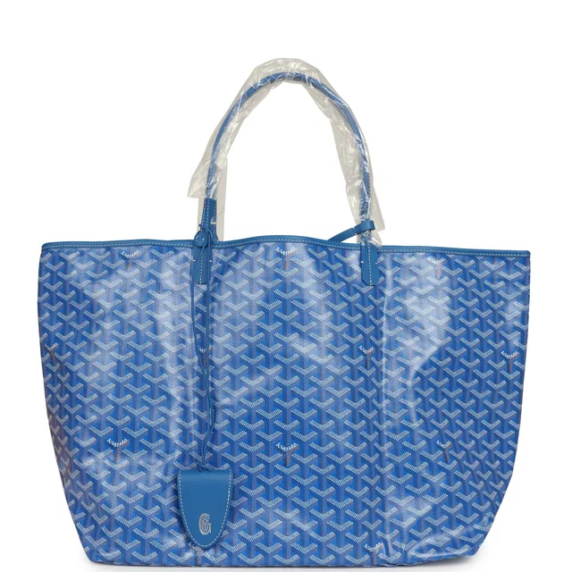 Goyard Goyardine Sky Blue Saint Louis GM Tote Bag Palladium Hardware in Blue Calfskin from Madison Avenue Couture