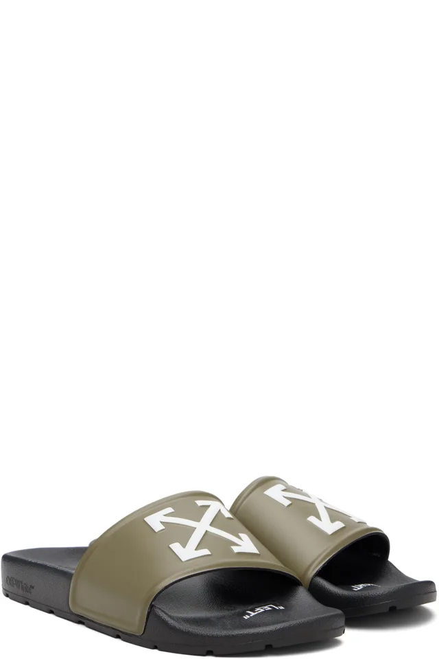 Off-White Black & Khaki Arrow Slides, photo 4 of 5 from SSENSE