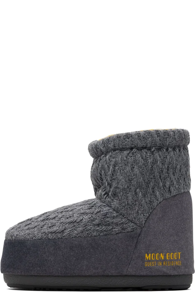 Guest in Residence Gray Moon Boot Edition Icon Low No Lace Knit Boots, photo 3 of 5 from SSENSE