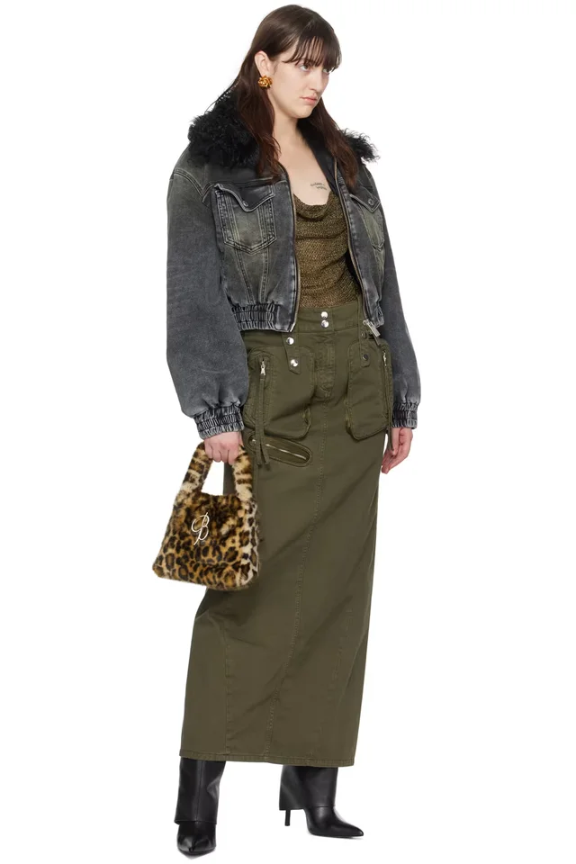 Blumarine Green Embroidered Maxi Skirt, photo 4 of 4 from SSENSE