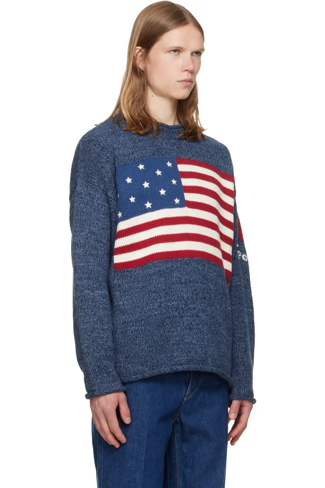 Polo Ralph Lauren Blue 'The I Heart Polo' Flag Sweater, photo 2 of 2 from SSENSE