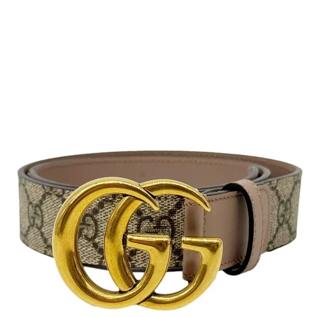 Gucci Marmont GG Supreme Leather Belt Beige 625839 Size 75.30 in Beige Leather from Dallas Designer Handbags