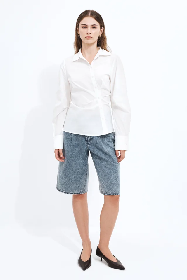 Aje Studio Ellie Wrap Shirt in White from Aje, photo 1 of 1
