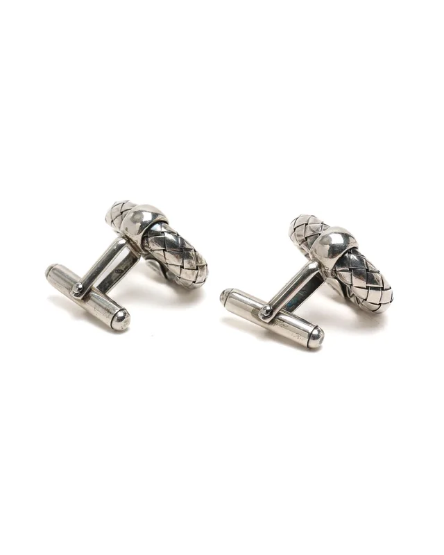 Bottega Veneta Intrecciato Cufflinks in Woven leather from A Retro Tale, photo 2 of 3