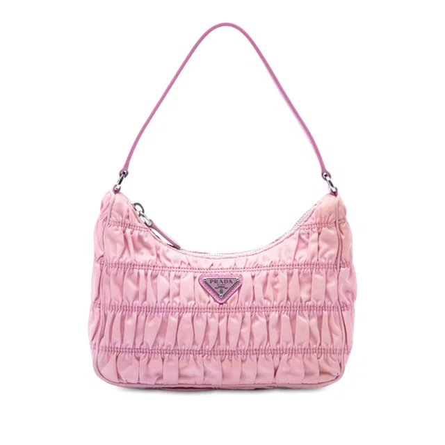 Pink Prada Tessuto Gaufre Re Edition Shoulder Bag in Pink Nylon from Designer Revival
