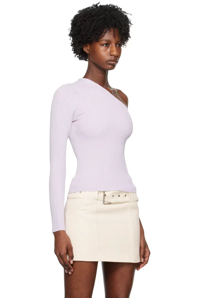 REMAIN Birger Christensen Purple Single-Shoulder Long Sleeve T-Shirt, photo 4 of 4 from SSENSE