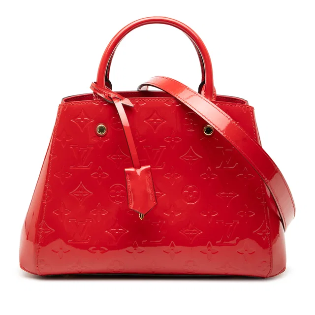 Red Louis Vuitton Monogram Vernis Montaigne BB Satchel in Red Leather from Designer Revival, photo 1 of 1