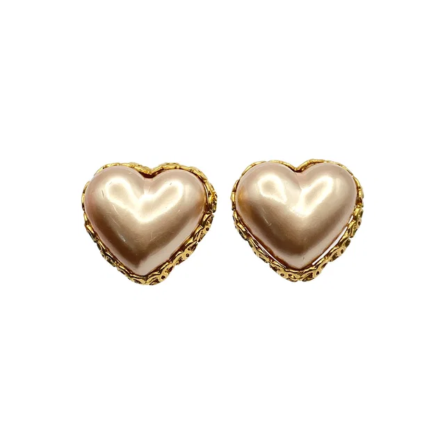 Chanel Vintage Earrings Cocomark Heart Faux Pearl Accessory 28 from Luxury Promise