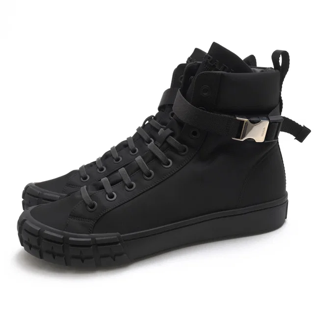 Prada Sneakers High Cut Nylon Black Re-Nylon Wheel Top Military in Black Nylon from The Reluxe