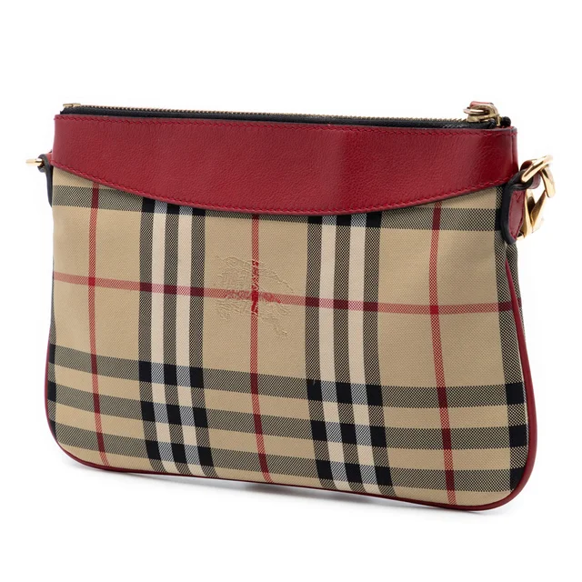 Beige Burberry Haymarket Check Canvas Peyton Crossbody in Beige Canvas from Designer Revival, photo 2 of 6