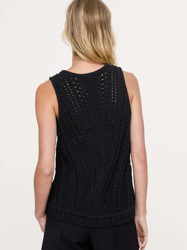Banana Republic Cotton Crochet Sweater Vest in Black, photo 2 of 5 from Banana Republic (US)