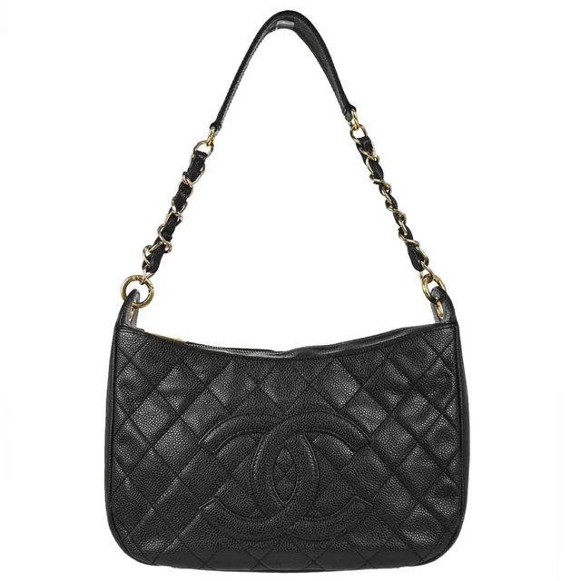 Chanel 2002-2003 Black Caviar Skin Hobo Handbag in Black Caviar leather from AMORE Vintage Tokyo