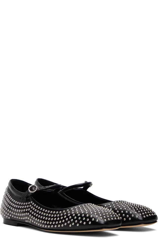 Aeyde Black Uma Mini Stud Mary-Jane Flats, photo 4 of 5 from SSENSE