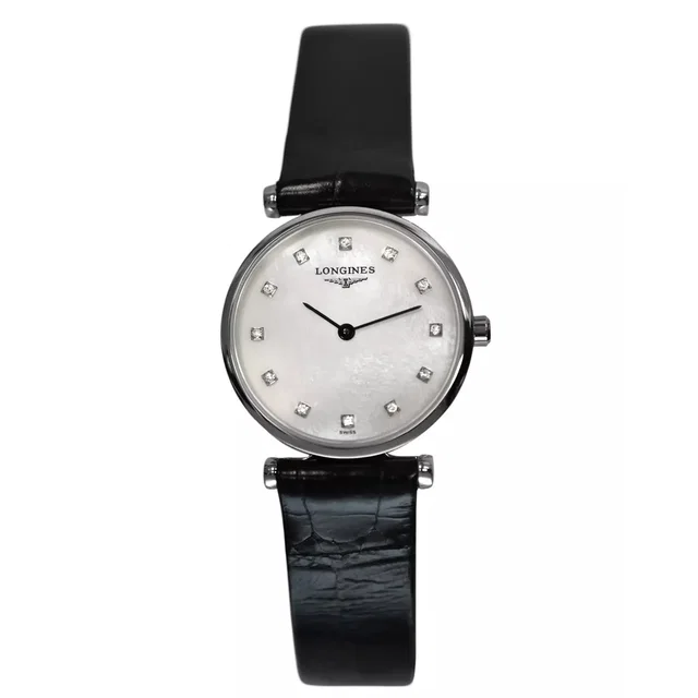 Longines La Grande Classique Quartz Diamond Ladies Watch L4.209.4.87.2 in silver|black|gray Leather from Jomashop.com