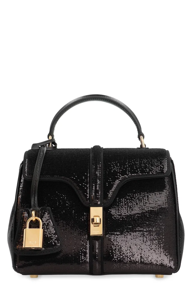 Celine Top Handle Bag — Black Polyester in Black Lambskin from HEWI