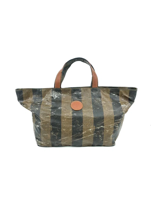 Fendi Penquin Stripe Small Tote in Coated canvas from Arcade Vintage