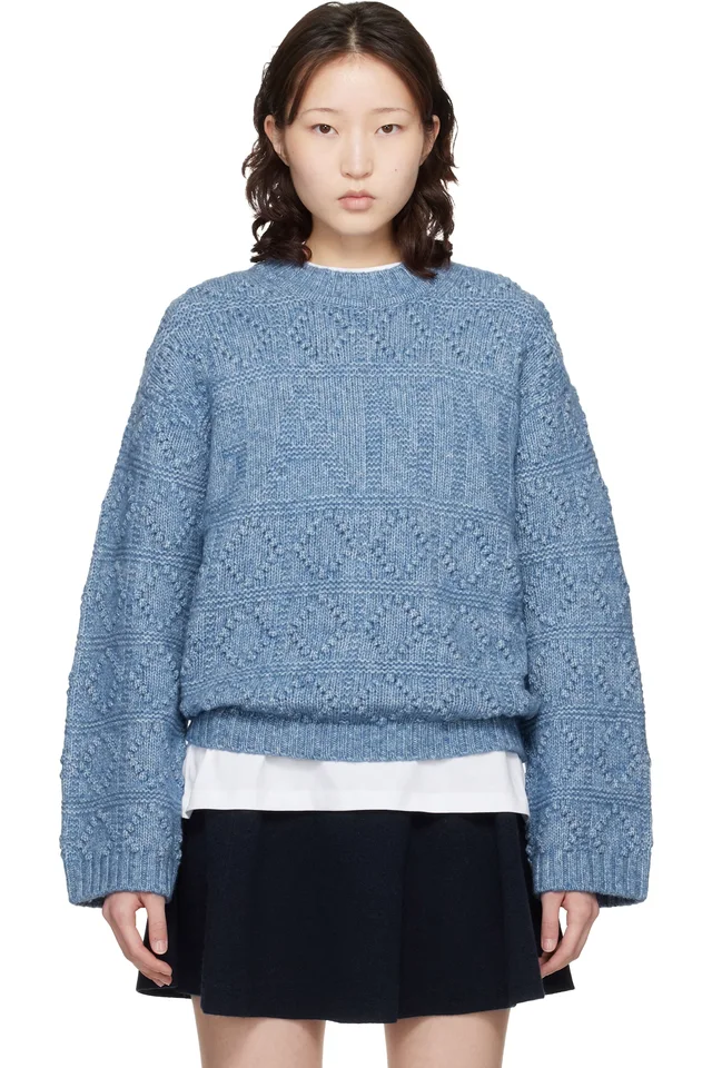 Blue Cotton Wool Bubble Sweater