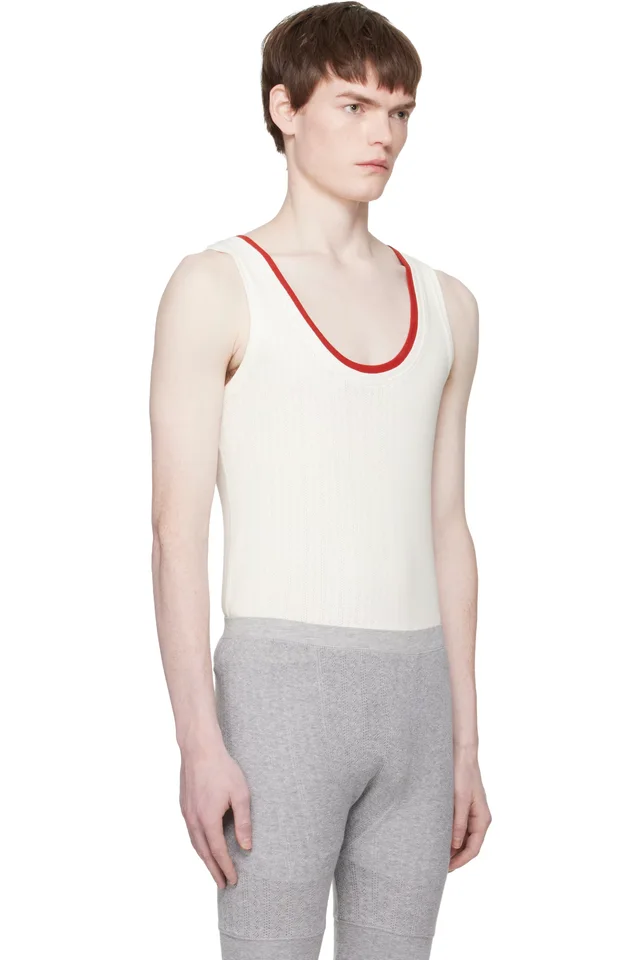 Dries Van Noten Off-White Pointelle Tank Top, photo 2 of 3 from SSENSE