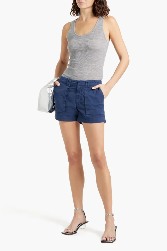 Nili Lotan Cotton-Blend Twill Shorts in Navy, photo 2 of 4 from THE OUTNET