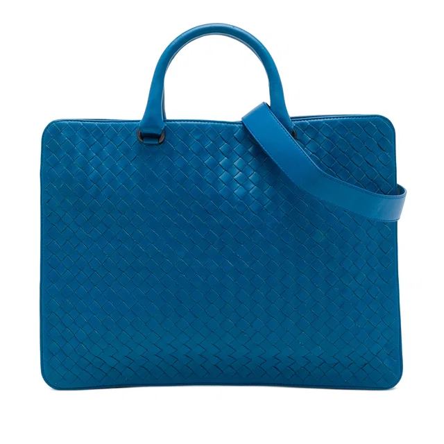 Blue Bottega Veneta Nappa Intrecciato Briefcase Business Bag in Blue Nappa leather from Designer Revival