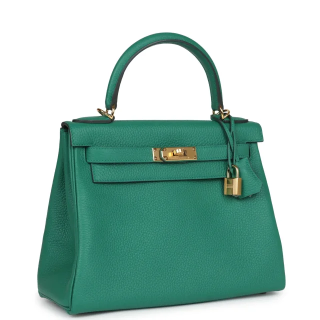 Hermès Kelly Retourne 28 Vert Vertigo Clemence Gold Hardware in Green Clemence leather from Madison Avenue Couture, photo 2 of 9
