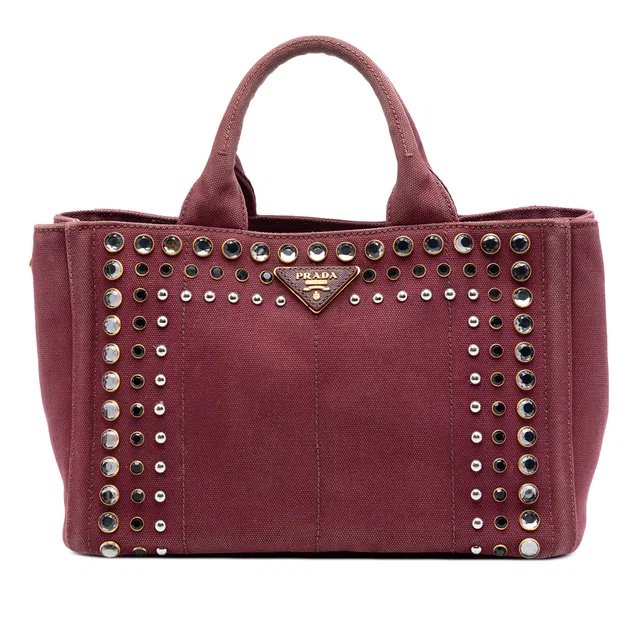 Red Prada Small Canvas Canapa Bijoux Satchel in Red Canvas from Designer Revival