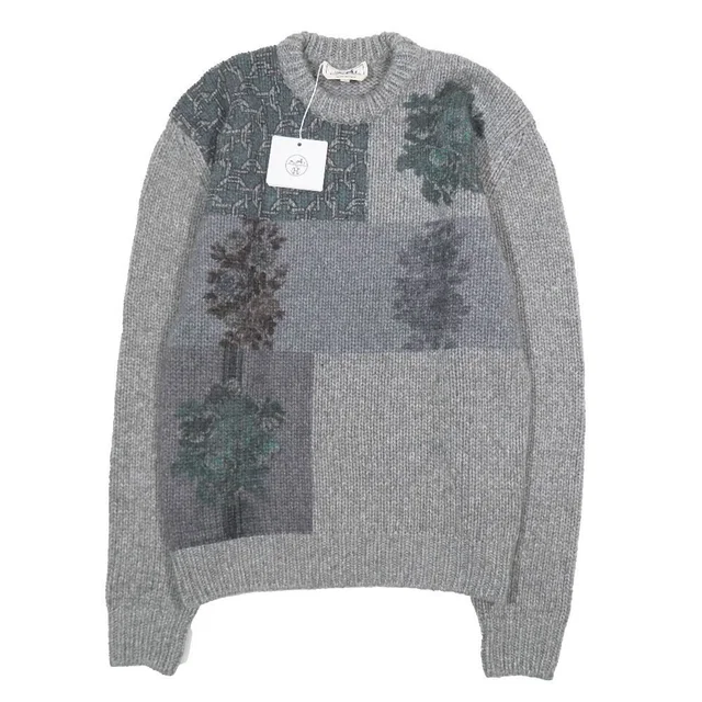 Hermès Decalcomanie Knit Sweater Cashmere Flower Long Sleeve Crew Neck Pullover in Cashmere from The Reluxe