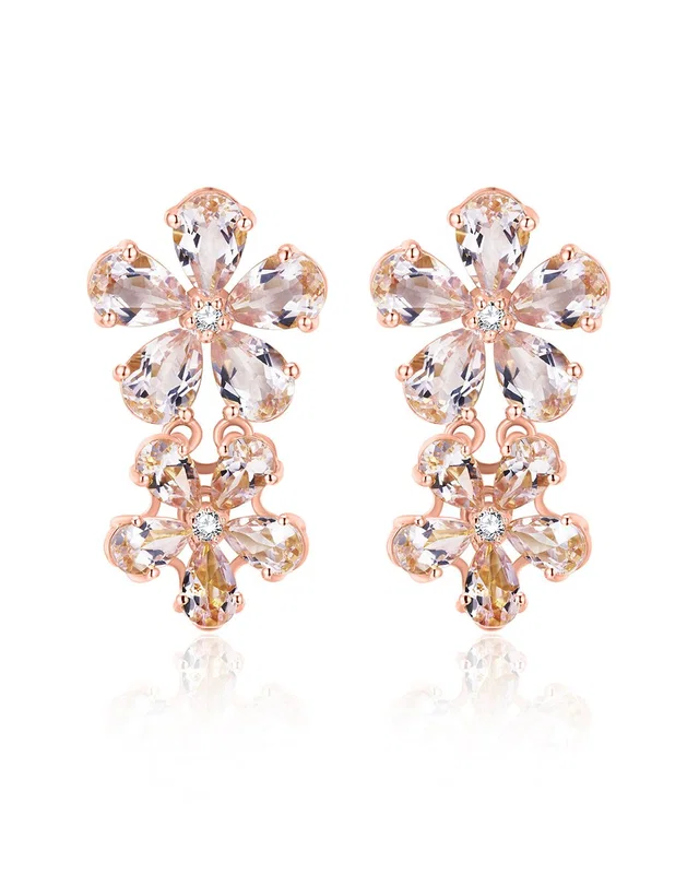 Nina Zhou Jewelry 14K 5.92 ct. tw. Diamond & Morganite Drop Earrings, image 1 of 1 from Rue La La