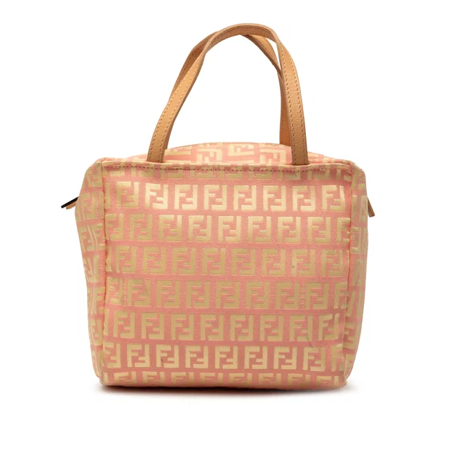 Pink Fendi Mini Zucchino Canvas Handbag in Pink Canvas from Designer Revival