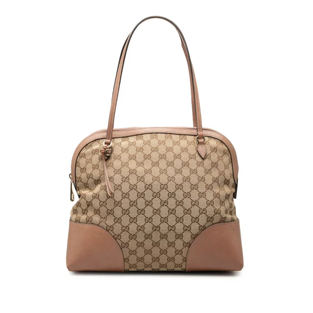Beige Gucci Medium GG Canvas Bree Dome Tote in Beige Canvas from Designer Revival