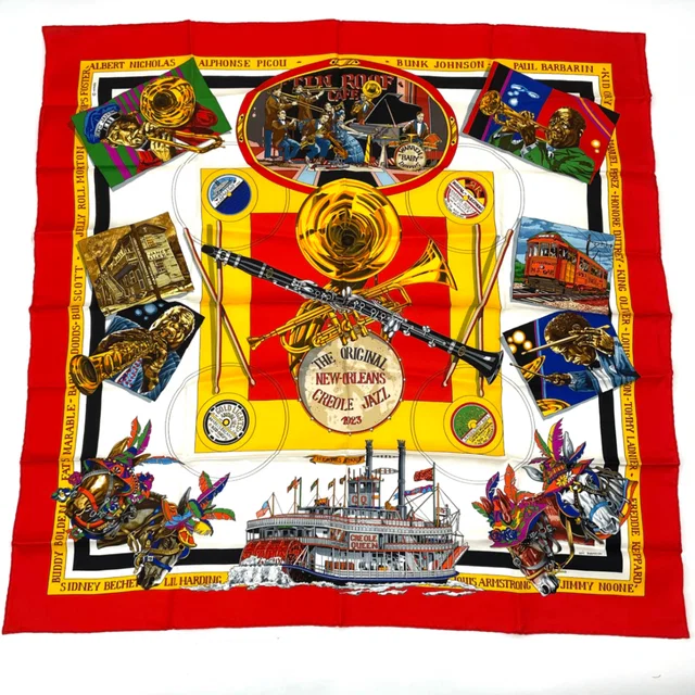 Hermès Scarf Carre 90 Silk The Original New Orleans Creole Jazz in Silk from The Reluxe