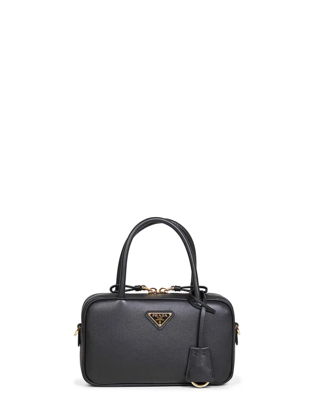 Prada Calf Leather Top Handle Bag — Black in Black Calfskin from HEWI