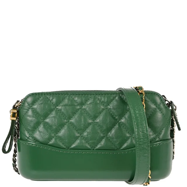 Chanel 2019 Green Calfskin Gabrielle WOC Wallet on Chain Shoulder Bag in Green Calfskin from AMORE Vintage Tokyo