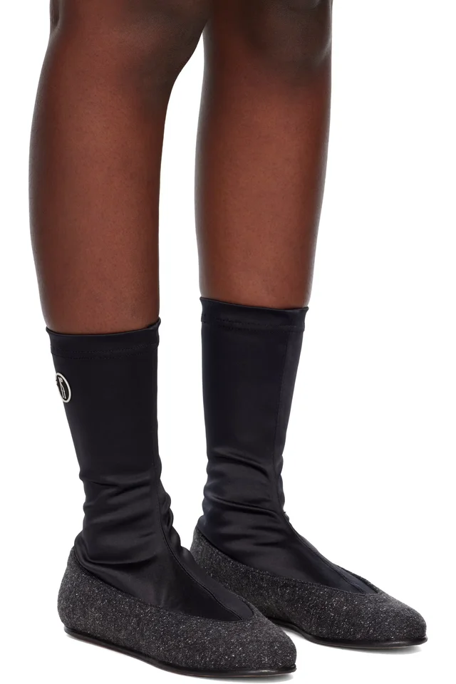 Kiko Kostadinov Black & Gray Proxima Low Ballerina Boots, photo 4 of 5 from SSENSE