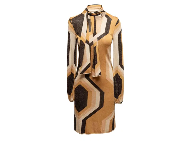Vintage Gold & Multicolor Gucci Fall/Winter 2000 Kaleidoscope Dress Size US M in Gold from Designer Revival