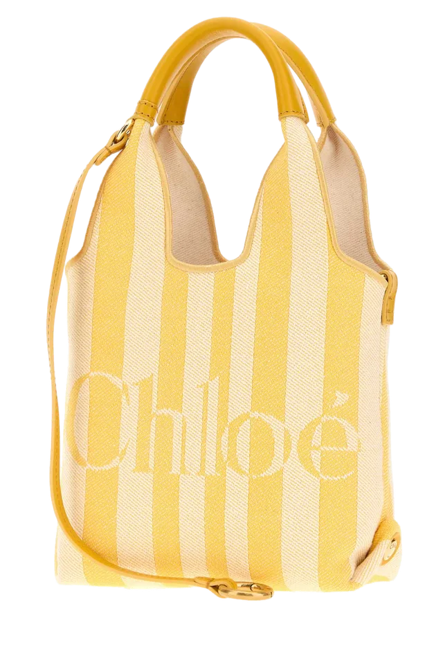 Chloé Embroidered Canvas Striped Shoulder Bag — Yellow in Yellow Canvas from HEWI, photo 2 of 2