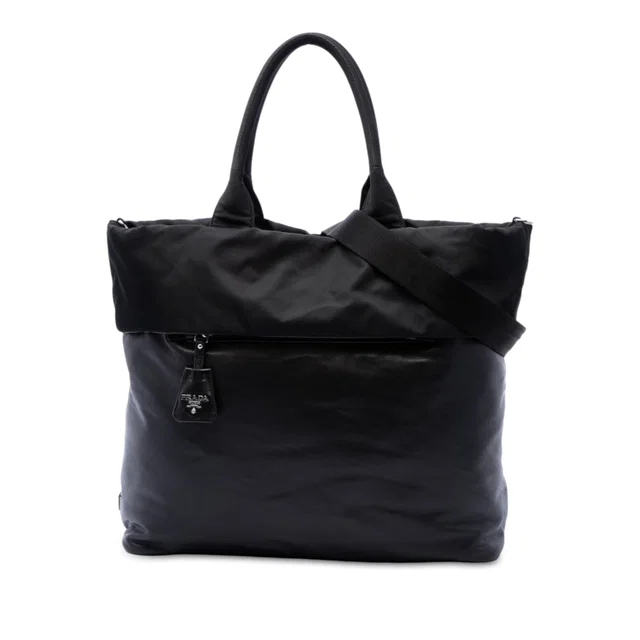 Black Prada Tessuto and Nappa Reversible Satchel in Black Nappa leather from Designer Revival, photo 1 of 1