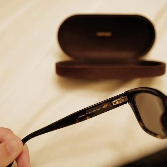 Tom Ford Men's Sunglasses - Brown/Black in black|brown|red from Depop, photo 5 of 8