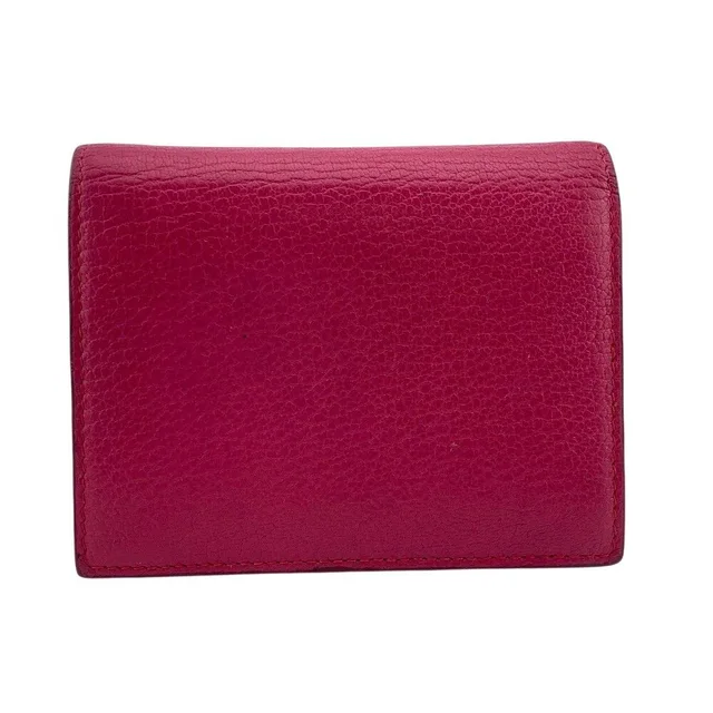 Miu Miu Logo Leather Compact Wallet Bifold Pink in Pink Leather from The Reluxe