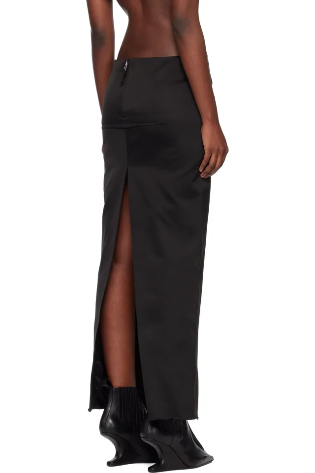 Rick Owens Black Temple Sliced Midi Skirt, photo 3 of 4 from SSENSE