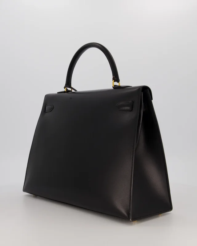 Hermès Vintage Kelly 35 Sellier Bag in Black Box leather from Sellier, photo 7 of 22