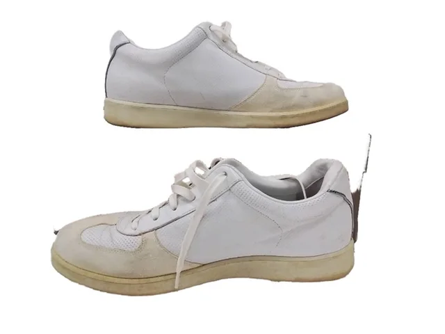 Gucci Leather-Trimmed Suede and Mesh Sneakers UK 7.5 in White Suede from Oxfam Online Shop, photo 3 of 7