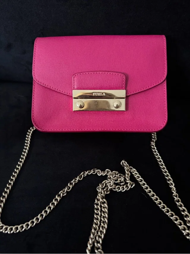 Furla Metropolis Hot Pink Leather Crossbody With Silver-Tone Lock in pink Leather from Poshmark